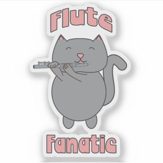 Flute Fanatic Pink Gray Cat シール (正面)