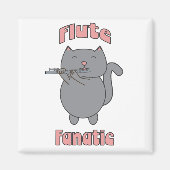 Flute Fanatic Pink Gray Cat マグネット (正面)