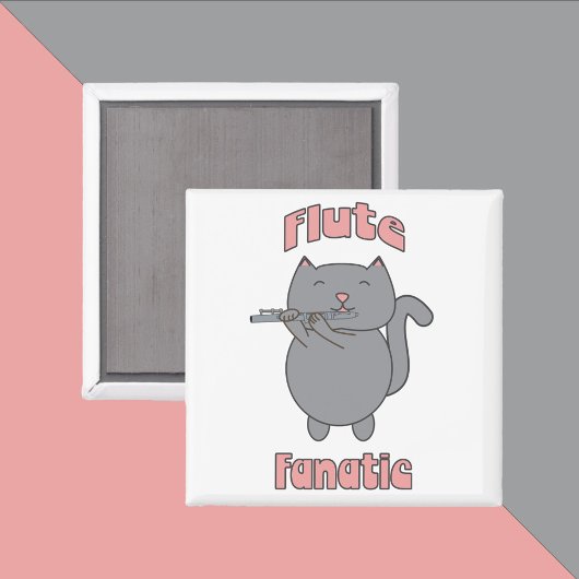 Flute Fanatic Pink Gray Cat マグネット