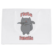 Flute Fanatic Pink Gray Cat ラージペーパーバッグ (正面)
