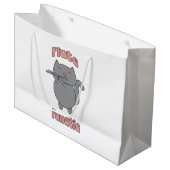 Flute Fanatic Pink Gray Cat ラージペーパーバッグ (正面アングル)