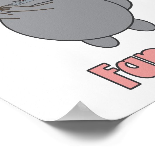 Flute Fanatic Pink Gray Cat Funny ポスター (角)