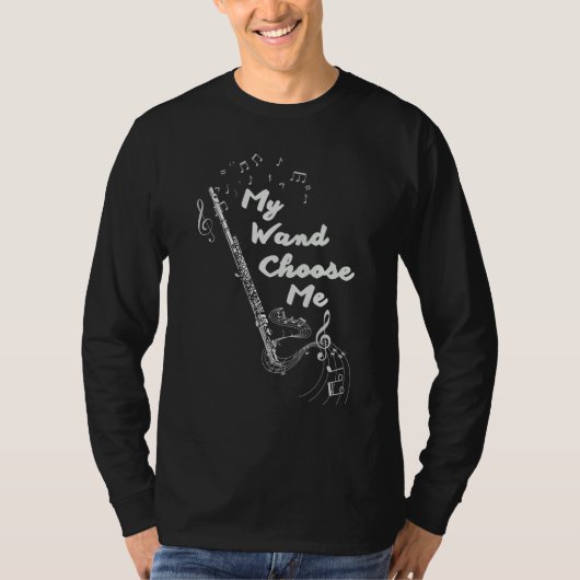 Flute Flutis My Wand Choose Me Music Note Tシャツ (正面)