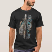 Flute music instrument Graphic steampunk Tシャツ (正面)
