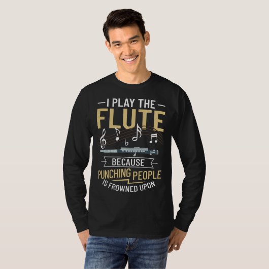 Flute Music Instrument Notes Flutist Player Beginn Tシャツ (正面フル)