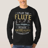 Flute Music Instrument Notes Flutist Player Beginn Tシャツ (正面)