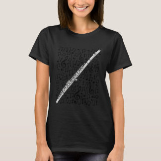 Flute Musical Notes Flutist Music Score, Woodwind  Tシャツ