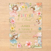 Flutter and Twirl Fairy Any Age Princess Birthday アクリル招待状 (正面)