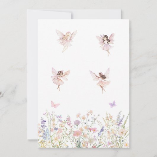 Flutter and Twirl Fairy First 1st Birthday 招待状 (裏面)