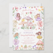 Flutter and Twirl Fairy First 1st Birthday 招待状 (正面)