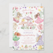 Flutter and Twirl Fairy First 1st Birthday 招待状 (正面)