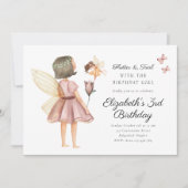Flutter and Twirl Floral Fairy Birthday Party 招待状 (正面)
