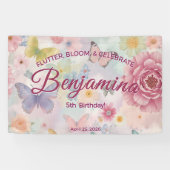 Flutter Bloom Celebrate ピンク パープル 女子 パーティー 横断幕 (横)
