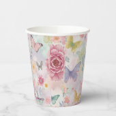 Flutter Bloom Pastel Butterfly Floral Theme Party 紙コップ (左)