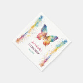 Flutter On Over Rainbow Butterfly 1st Birthday スタンダードカクテルナプキン (角)