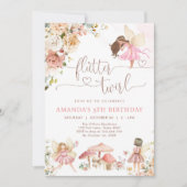Flutter & Twirl Wildflower Fairy Girl Birthday 招待状 (正面)
