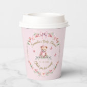 Flutterby Love:開花と蝶シャワーよだれかけ 紙コップ (裏面)