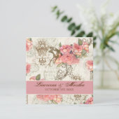 Flutterbyes 'nバラエレガントな結婚式 – ピンク 招待状 (スタンド正面)