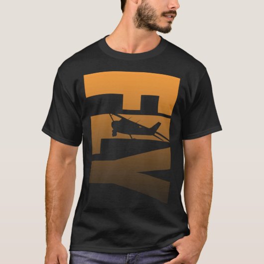FLY航空機のシルエット Tシャツ (正面)