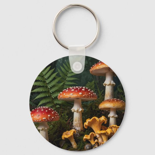 Fly Agaric Mushrooms Forest Botanical キーホルダー (正面)