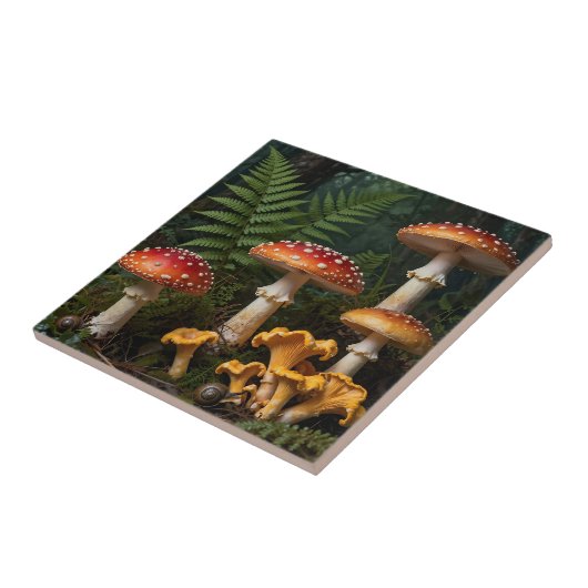 Fly Agaric Mushrooms Forest Botanical タイル (側面)