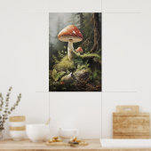 Fly Agaric Mushrooms Print, Woodland Mushroom In ポスター (キッチン)