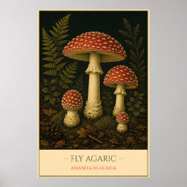 Fly Agaric – Vintage Botanical Illustration ポスター