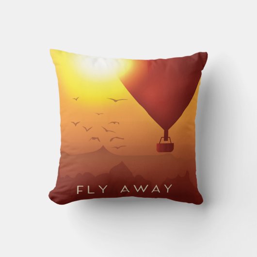 Fly Away 熱気球 夕空 クッション (正面)