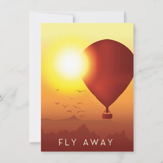 Fly Away 熱気球 夕空 招待状 (裏面)