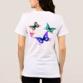 Fly Away Butterfly 白地にカラフルな蝶々 トライブレンドTシャツ (裏面)