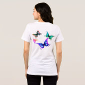 Fly Away Butterfly 白地にカラフルな蝶々 トライブレンドTシャツ (裏面全面)