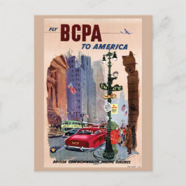 Fly BCPA to America Vintage Poster Restored ポストカード