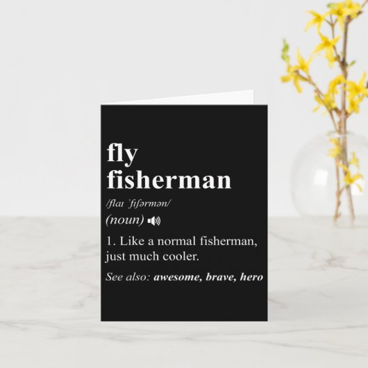 Fly Fisherman Definition Funny Fly Fishing カード (黄色い花)