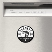 Fly Fishing Club trip Fisherman camping Leather Pa マグネット (インサイチュ (食洗機))