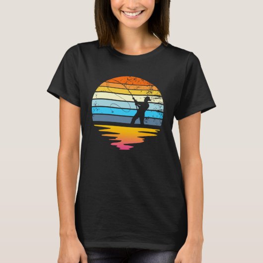 Fly Fishing Retro Sunset  Angler Fisherman Fly Fis Tシャツ (正面)