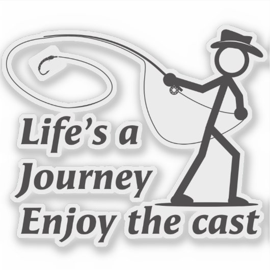 Fly Fishing stick figure guy casting a nymph シール (正面)