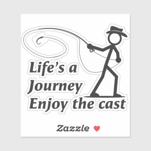 Fly Fishing stick figure guy casting a nymph シール (シート)