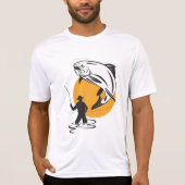 Fly Fishing Trout Sunset Silhouette Tシャツ (正面)