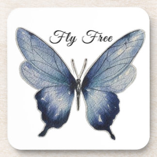 Fly Free – ブルー・バタフライ・アートデザイン コースター
