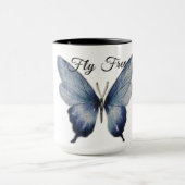 Fly Free – Blue Butterfly Art Design マグカップ (中央)