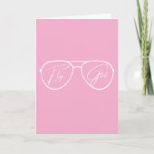 Fly Girl Aviator Sunglasses,ピンクの誕生日おめでとう カード (正面)