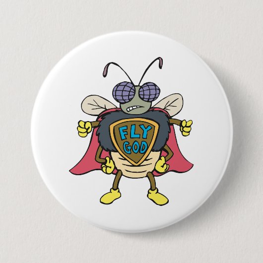 Fly God Superhero Fly Insect Character 缶バッジ (正面)
