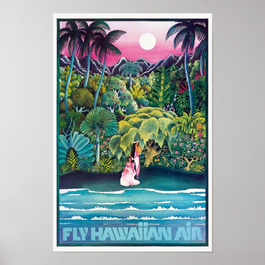 Fly Hawaiian Air Hawaii Vintage Poster ポスター (正面)