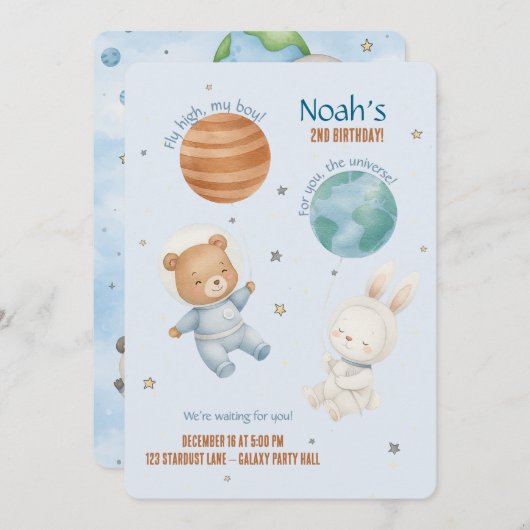Fly High, Little Astronaut  招待状 (正面/裏面)
