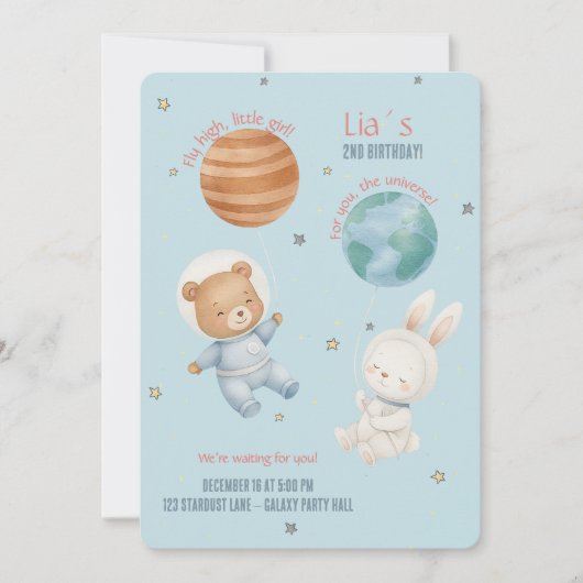 Fly High, Little Astronaut Girl 招待状 (正面)