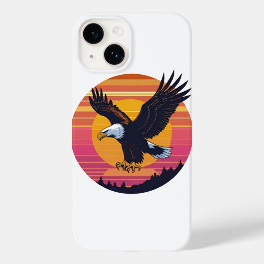 Fly High Soar Free - レトロイーグルサンセットグラフィック Case-Mate iPhoneケース (裏面)