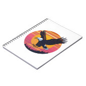 Fly High Soar Free – Retro Eagle Sunset Graphic ノートブック (左側)
