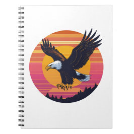 Fly High Soar Free – Retro Eagle Sunset Graphic ノートブック