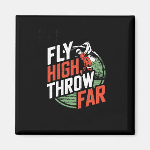 Fly High, Throw Far - ディスクゴルフ愛好家デザイン マグネット