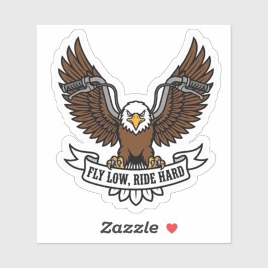 Fly Low Ride Hard Biker Eagle Motorcycle Vinyl シール (シート)